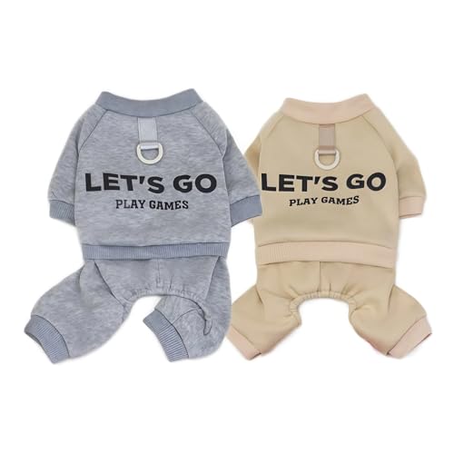 Pull en polaire pour petits chiens lot de 2 sweats gris et beige taille M - 2