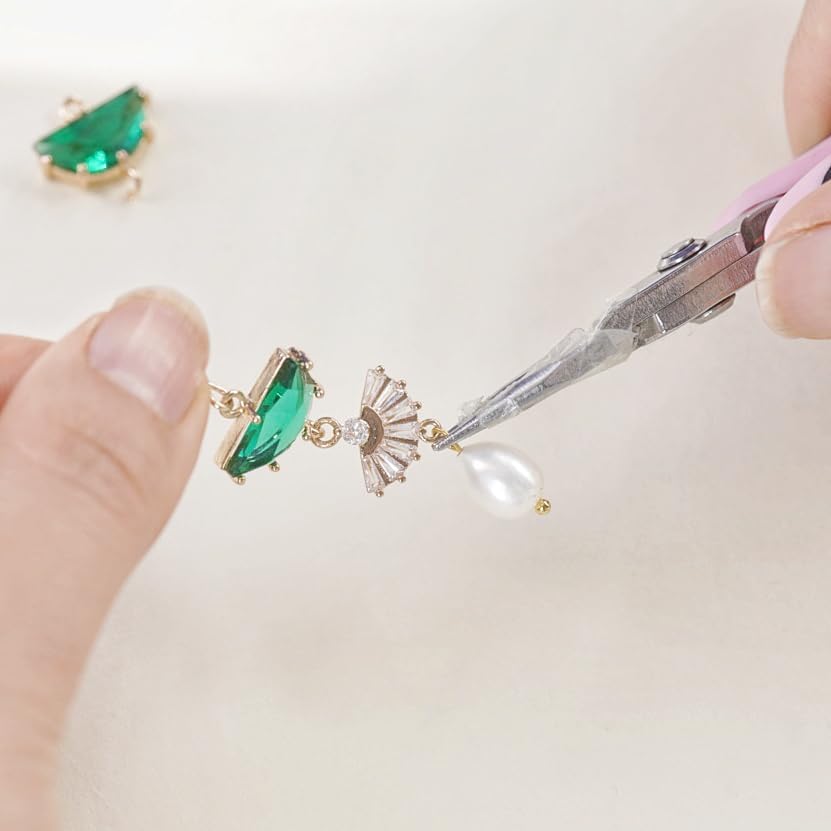 Miniatura 6 de Art Deco Earrings Emerald Green Drop Chandelier Jewelry for Women, 1920s Vintage Bridal & Wedding Statement Sterling Silver Earrings