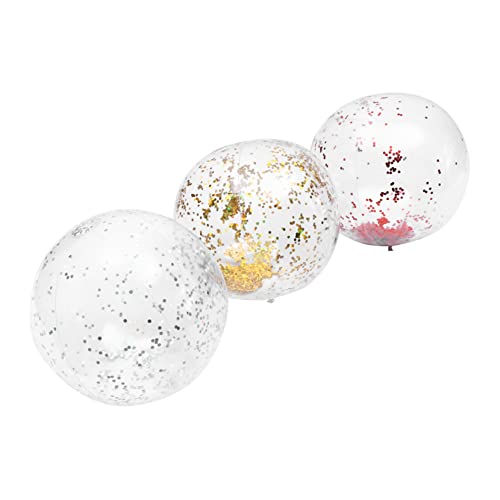 Garneck 3pcs Inflatable PVC Beach Ball Shiny Sequin Beach Balls Playthings for Outdoor Fun