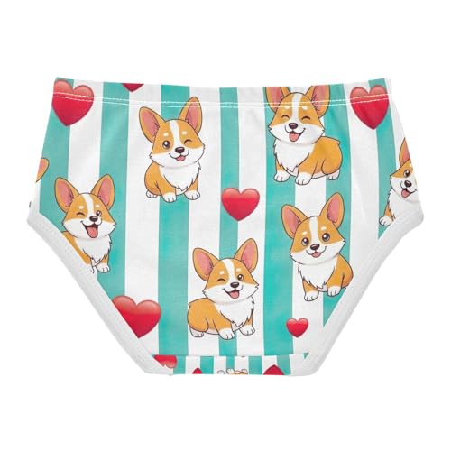 Cute Dogs Aqua White Toddler Underwear Girls, Girls Cotton Underwear, 2T–8 Years2