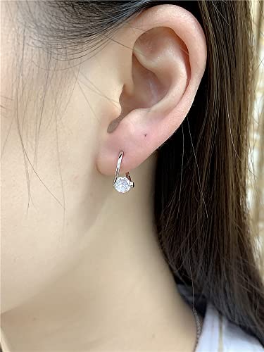 Round CZ Huggie Hoop Earrings for Women Girls 925 Sterling Silver Hypoallergenic Circle Cubic Zirconia Small Hoops Cartilage Fashion Dainty Birthday Wedding Jewelry Gifts for Her3