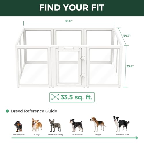 Image of FXW AuraSpace Acrylic Indoor Dog Playpen for Medium Dogs, 35 Inch, 10 Panels, White