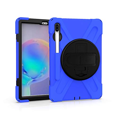 Kiq Galaxy Tab S7 Case 11", Shockproof Heavy Duty Durable Dual-Layer Cover Kickstand Hand Strap Shoulder Carrying Sling For Samsung Galaxy Tab S7 T870/ Samsung Galaxy Tab S8 X700 (Shield Blue) #TOP4
