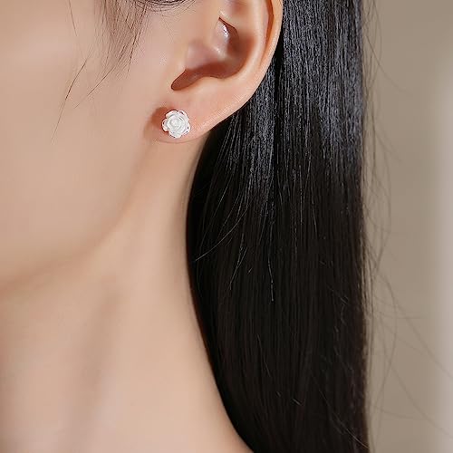 2 Pairs Rose Flower Plastic Earrings Studs for Sensitive Ears - Hypoallergenic With Plastic Post for Women Girls2