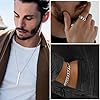 ZENGSING 3 Pcs Mens Necklaces Set, Stainless Steel Bar Pendant Necklace Black/Silver Bar Pendant Necklace with Curb Bracelet and Spinner Ring Bar Pendant Necklace for Men Women (Silver) #5