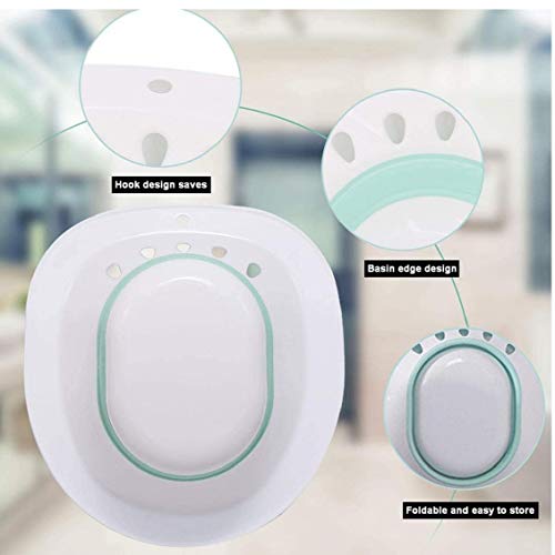 Sitz Bad Opvouwbare Draagbare Sitz Bad Wastafel voor Toilet voor aambeien Zwangere Vrouwen Perineale Episiotomie Blauw - Image 5