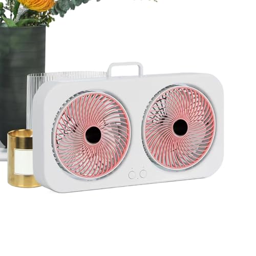 Generico Ventaglio da Tavolo e Silenzioso - Raffreddatore ad Aria con Doppia Testa | Potente Ventilatore USB Ricaricabile Appeso per Interni Esterni Camera da Letto Campeggio