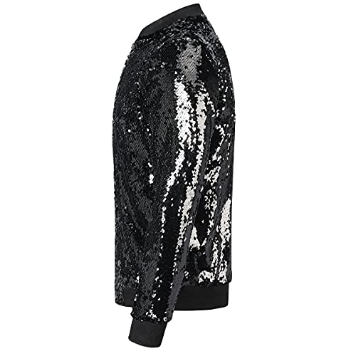 YUNCLOS Women's Sequin Jacket Casual Long Sleeve Front Zip Party Bomber Blazer2