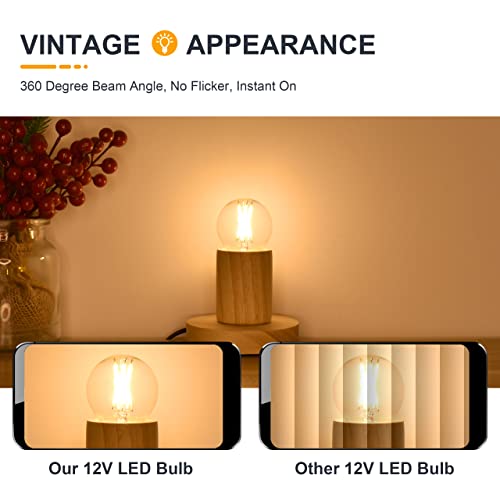Tokcon 12 Volt Low Voltage Led Light Bulbs - Soft Warm 2700K 2W (Only For 12V Dc/Ac)- 25W Equivalent E26 Edison Base Small Globe Bulb For Rv, Landscape Lights - 3 Pack #TOP2
