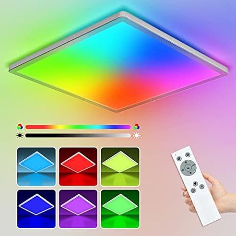 24W LED Deckenleuchte Dimmbar mit Fernbedienung, 29.5cm 4000K/RGB Farbwechsel Deckenlampe LED Panel Cover