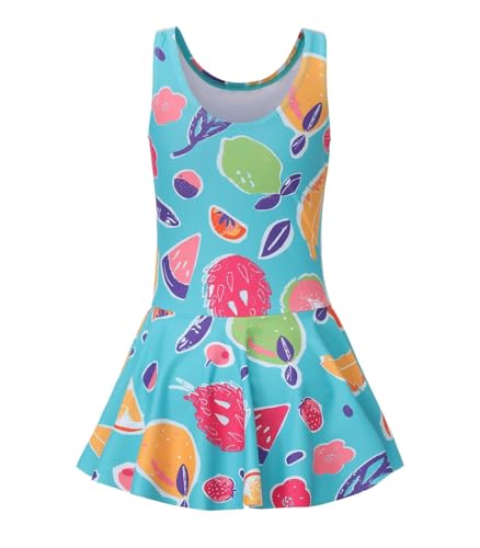 Image of Girls One Piece Swimsuits Leopard Bathing Suit for Kids Hawaiian Swimwear with Skirt Swim Dress 3-16 Years