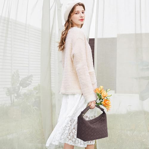 Suede Shoulder Bag for Women Top Handle Small Tote Bags Luxury Vegan Suede Handbag2