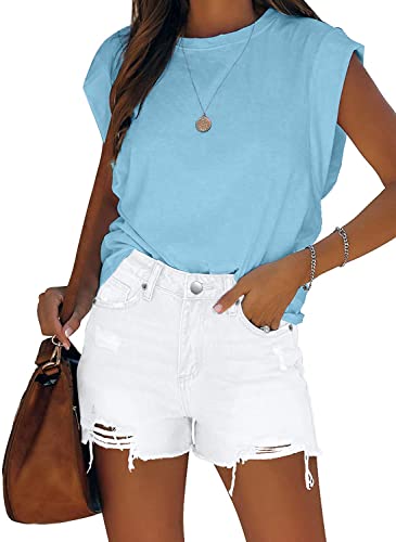 Image of onlypuff Womens Jean Short Cut Off Denim Shorts High Waist Ripped Distressed Stretchy