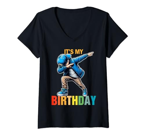 Mujer Happy Birthday Dude It's my Birthday Shirt Boys Birthday Boy Camiseta Cuello V