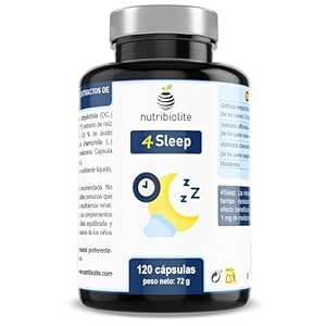 5-HTP et Mélatonine, 120 Capsules Hautement Dosées pour Bien Dormir (1 capsule par jour) avec Valériane et Camomille. Végétalien, Sans Additifs – 4Sleep Nutribiolite