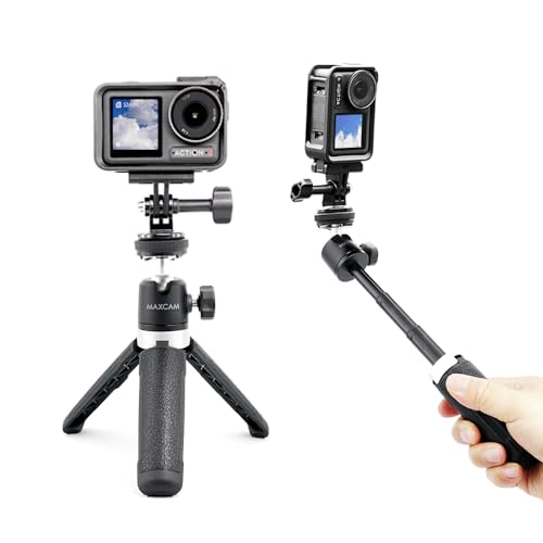 Amazon | DJI Osmo Action 5/4/3 用 MAXCAMミニ自撮り棒三脚ハンドルは