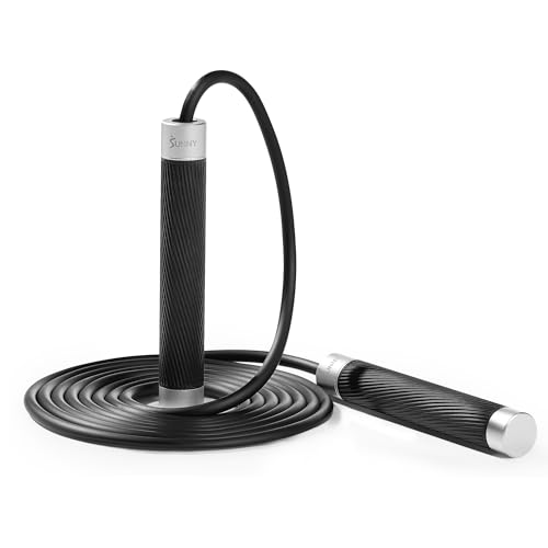 Sunny Health & Fitness Exercise Jump Rope Weighted for Training Cardio, Enhancing Strength & Toning Upper Body, Exercise Rope with Durable Handles & Easy Adjustable Design – SF-JR03-BK by Sunny Health & Fitness - Used condition - US$17.30