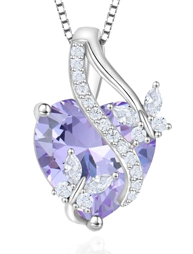 Vesitim Butterfly Necklaces for Women Sterling Silver Infinity Heart Pendant Created Alexandrite Jewelry Gift