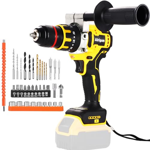 Cordless Hammer Drill Compatible with Dewalt 20V Battery,20+1+1 Metal Clutch, 33000 IPM Impact Hammer Drill Kit for Drilling Concrete, Metal, Wood(Tool Only, NO Battery) -  Alrigon
