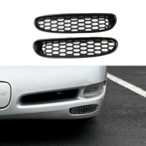 Image of Black Front Bump Reseau Cover Fog Trim Accessories for 1997-2004 Chevrolet Corvette C5 (Type A)