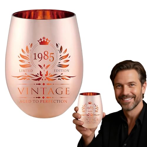 Moerstar Cadeau pour 40e anniversaire femme, verres à vin 1985 avec gravure Cadeaux créatifs pour 40e anniversaire femmes, pour mère, sœur, amis (1985)