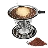 Pour Over Coffee Dripper, Abnaok Stainless Steel Filter,Easy to Clean Paperless Pour Over Coffee Maker,Reusable Filter,Cone Dripper with Removable Cup