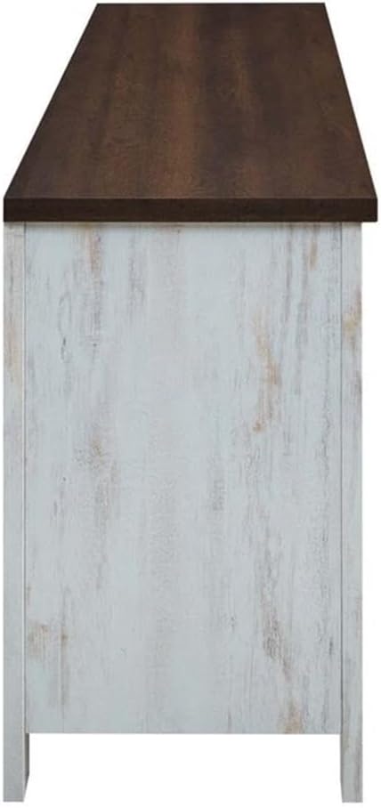 Modway Bennington 70" Rustic Sliding Door Buffet Table Sideboard, 71" TV Stand, White