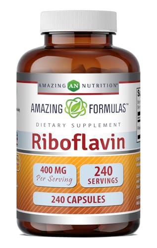 Amazing Formulas Riboflavin Dietary Supplement - 400 Milligrams - 240 Capsules - Promotes Healthier Blood - Helps Maintain Nervo