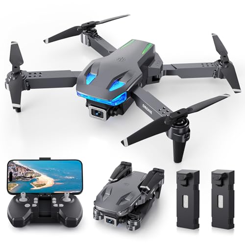 Wipkviey T28 Drone avec Caméra 1080p, FPV Pliable Quadcopter pour Débutants et Adultes, RC Drone avec 3D Flips, Maintien d'altitude, Selfie par Geste, Vol par Trajectoire, 2 Batteries
