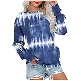 Dovford Crewneck Sweatshirt with Kangaroo Pocket Vintage Tie Dye Y2K Hoodie with No Hood Business Casual Ladies Blouse Lightweight Fall Sweater Long Sleeve Shirts Plus Size Fleece Pullover Tunic Tops
