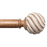 TONIAL Barra de cortina de madera de 1 pulgada para ventanas, barra de cortina bohemia