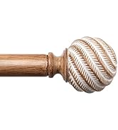 Wood Curtain Rods for Windows 66 to 120 Inches, TONIAL 1'' Adjustable 32-120 Inch Long Drapery Ro...