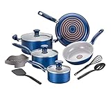 T-fal 12pc Ceramic Cookware Set Blue