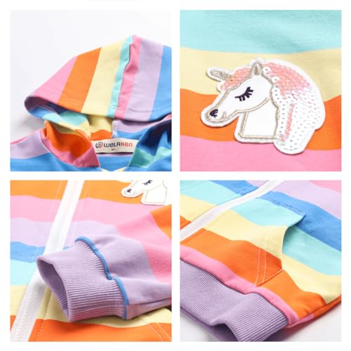 Image of weLaken Unicorn Sweatshirts for Girls Thick Cotton Pullover Tops Fall Winter Children Girls Clothing
