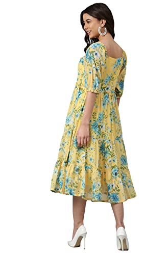Janasya yellow georgette dress – image 5