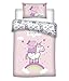 AYMAX S.P.R.L. Zestaw pościeli Peppa, 1 x poszewka na poduszkę 63 x 63 cm + 1 x poszwa na kołdrę 140 x 200 cm, pościel dziecięca, świnka Peppa