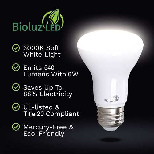 Bioluz Led BR20-3K500E-4 Pack Br20 Led Bulb 3000K Bright Soft White 6W = 50 Watt Replacement 90 Cri 540 Lumen Indoor/Outdoor Ul Listed Cec Title 20 Compliant thumb #2