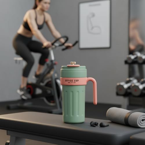 Image of NYRWANA Smart Coffee Travel Mug 650ml | 304 Stainless Steel Vacuum Insulated Cup | LED Touch Screen Temperature Display | Leak-Proof Flask for Hot & Cold Drinks, Office, Travel & Outdoor (Green Pink)