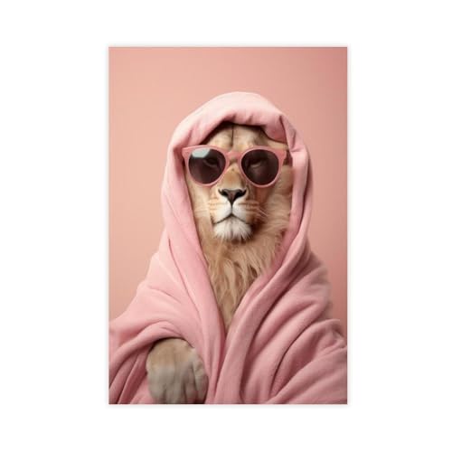 Poster lion dans le spa toile 50x76 cm pour casser la monotonie d'une chambre triste