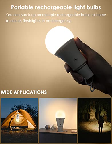 Rechargeable Light Bulbs Led Battery Backup Light Bulb With Remote Control Battery Operated Emergency Bulb Lamps For Home Power Outage And Camping Outdoor Activity Dimmable 7W 600Lm Soft White #TOP5