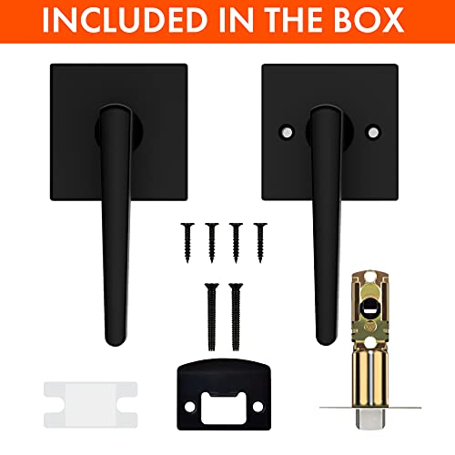 Signstek 4 Pack Heavy Duty Passage Door Lever, Interior Keyless Door Handles For Hallway And Closet, Modern Square Matte Black #TOP5