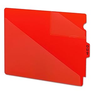Smead End Tab Poly Out Guide, Two-Pocket Style, Center Position Tab, Extra Wide Letter Size, Red, 50 per Box (61960)