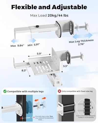 Image of JOY worker Under Desk PC Mount with Protective Arms, Clamp-On Leg CPU Mount