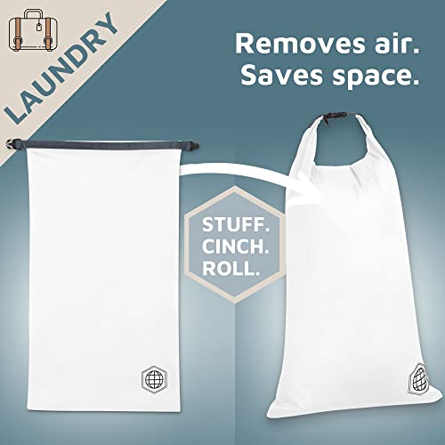 Extra Large Compression Packing Cubes for Travel-Extra Packaging Cube Luggage Organizers 7 Piece Set-Ultralight, Expandable/Compression Bags Clothes (White/Grey)