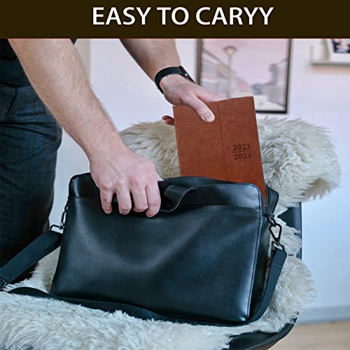 Planner 2023-2024 - Academic Planner 2023-2024, Weekly Monthly Planner For Jul 2023 - Dec 2024 [18 Month], 8.26" X 5.9" Faux Leather Cover+Magnetic Closure+Thicker Paper (Weekly-Brown) #TOP6