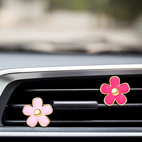 Image of Frienda 6 Pcs Daisy Flower Air Vent Clip Accessories Air Conditioning Outlet Clip Car Air Freshener Dashboard Accessories Charm Car Inter Decor(3 cm, 3.3 cm,Red, Pink, Black)