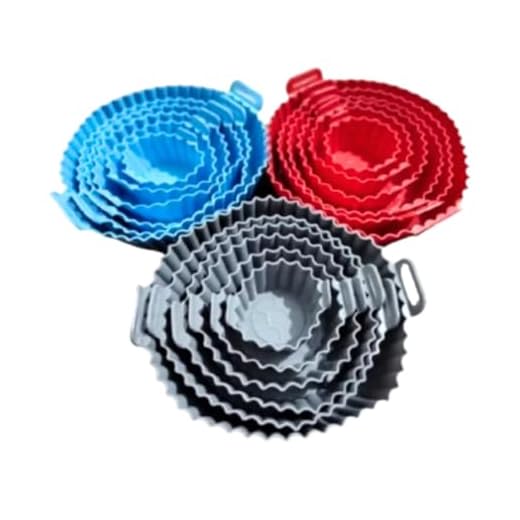 Kit 6 Formas de Silicone Para Air Fryer Antiaderente Reutilizável Redonda