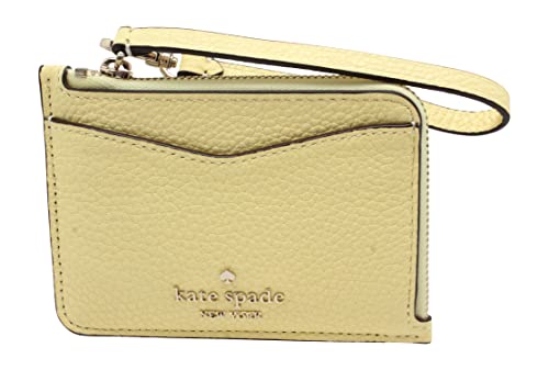 Kate Spade New York Leila Pebbled Leather Small Card Holder Wristlet, Yellow #TOP21