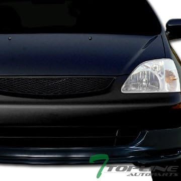 Topline Autopart Black T-R Mesh Front Hood Bumper Grill Grille 02-05 Honda Civic Si Ep3 Hatchback