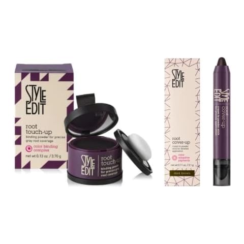 Style Edit Root Touch Up Stick and Powder for Covering Roots, Dark Brown Hair Color Cover